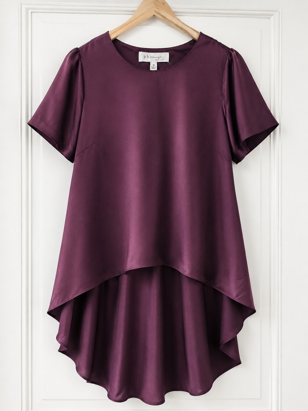 Philosophy Republic Clothing Plum Satin High-Low Blouse Size M